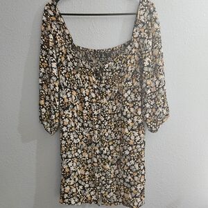 Volcom J'Taime Button Down Floral‎ Mini Dress Women's Size L/10